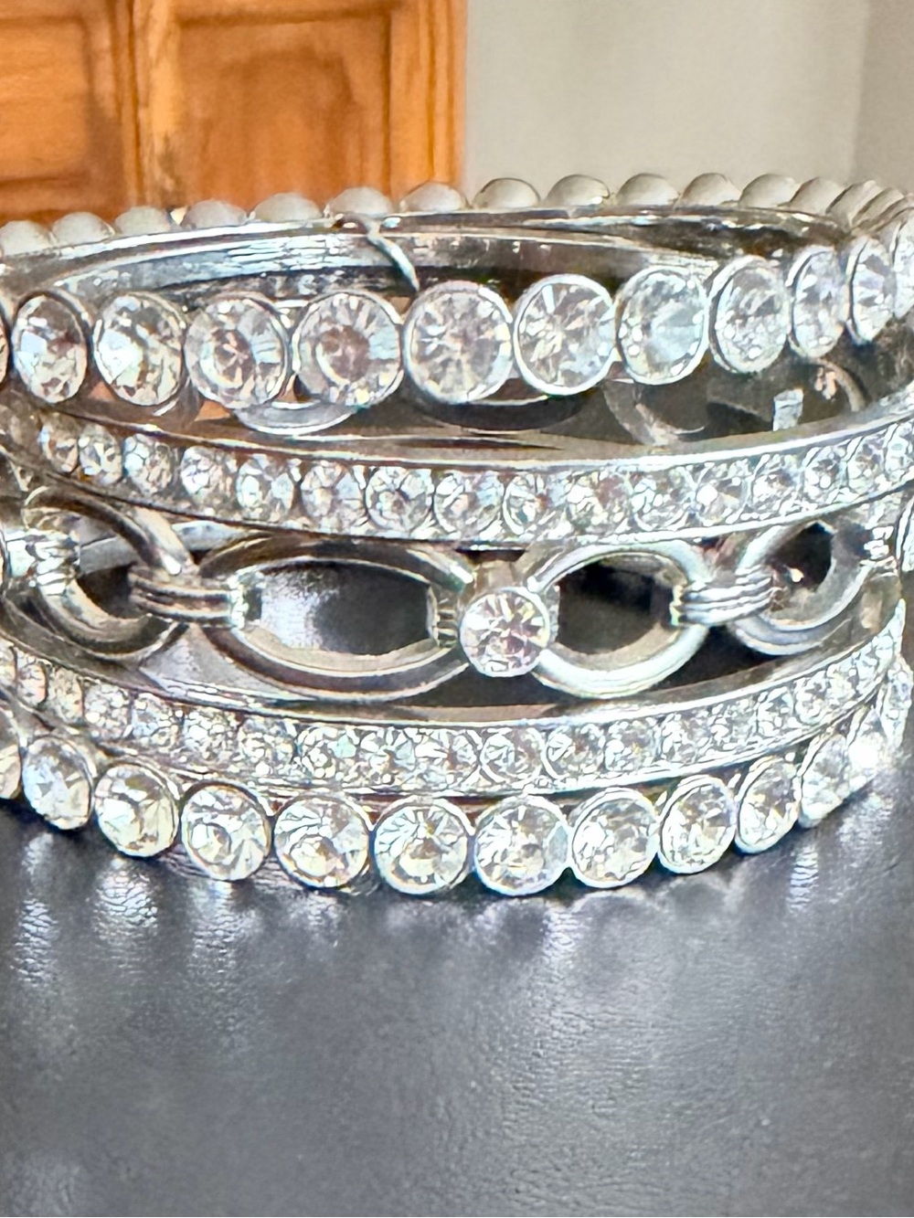 One Chance to Shine silver rhinestone bangle bracelet set Paparazzi Zi
